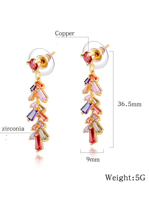 Open Sky Brass Cubic Zirconia Multi Color Flower Dainty Huggie Earring 2