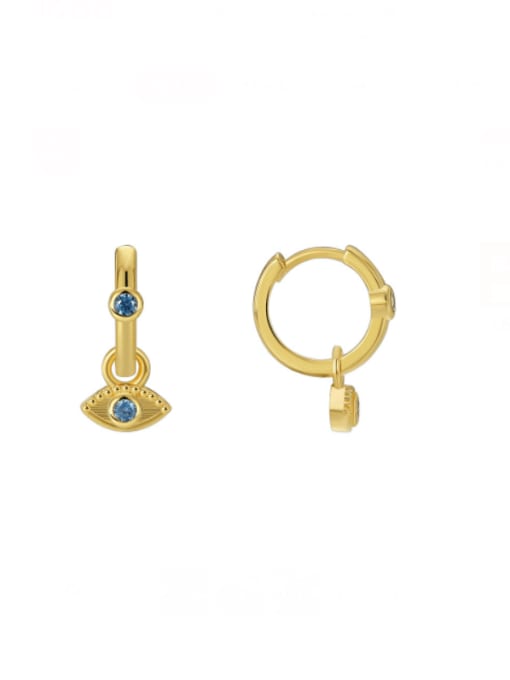 Gold Demon Eye Zircon Earrings Brass Cubic Zirconia Evil Eye Minimalist Huggie Earring