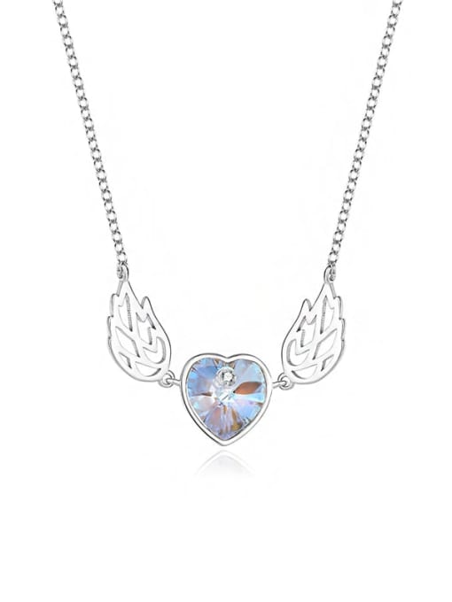 JYXZ 036 (gradient white) 925 Sterling Silver Austrian Crystal Wing Classic Necklace
