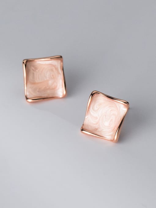 Rose Gold 925 Sterling Silver Enamel Geometric Minimalist Stud Earring