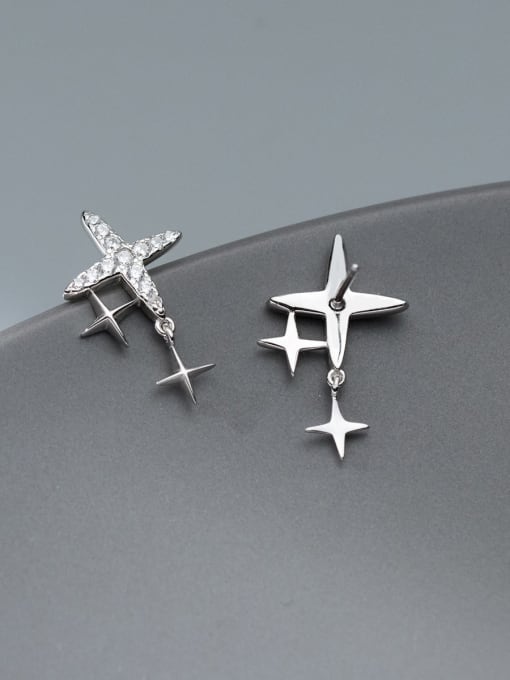 Rosh 925 Sterling Silver Cubic Zirconia Cross Dainty Stud Earring 2