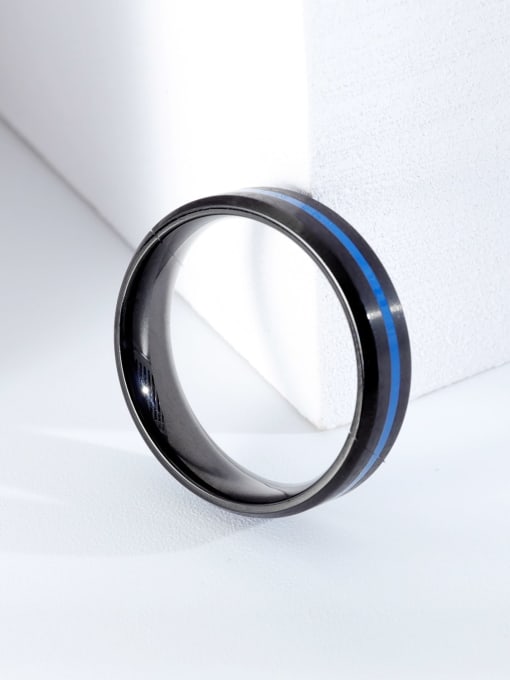 Open Sky Titanium Enamel Blue Round Minimalist Band Ring 1