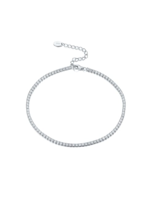 RINNTIN 925 Sterling Silver Cubic Zirconia Geometric Minimalist Anklet 0
