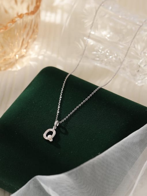NS1066【Q】 925 Sterling Silver Imitation Pearl 26 Letter Minimalist Necklace