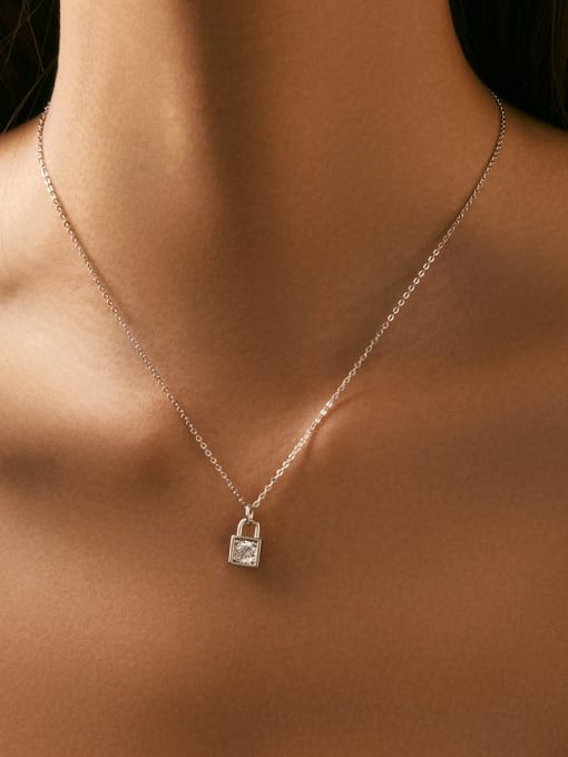 MODN 925 Sterling Silver 0.5 ct Moissanite Square Dainty Necklace 1
