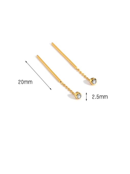 CHARME Brass Rhinestone Tassel Minimalist Threader Earring 1