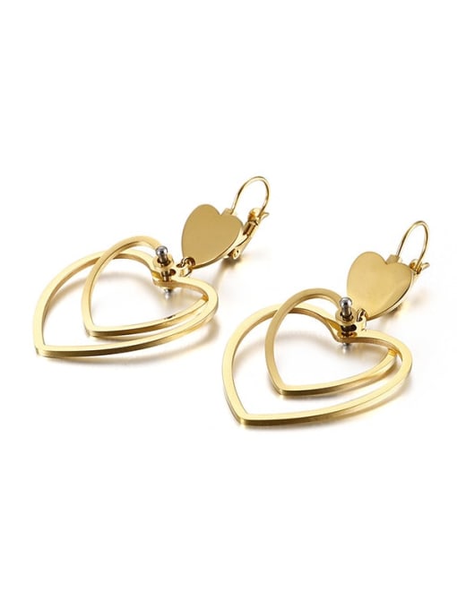Golden Stainless Steel Hollow  Heart Minimalist Hook Earring