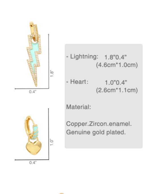 CC Brass Cubic Zirconia Enamel Heart Vintage Huggie Earring 4