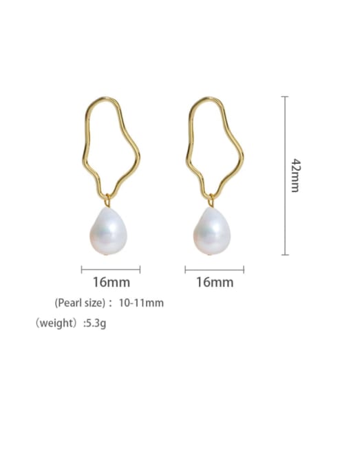 RAIN Brass Imitation Pearl Geometric Minimalist Drop Earring 2