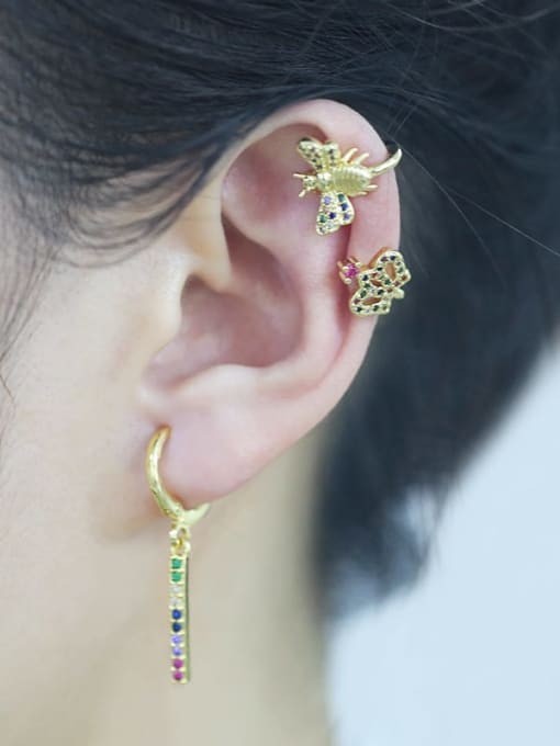 CC Brass Cubic Zirconia Crown Ethnic Huggie Earring 4