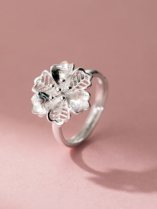 Rosh 925 Sterling Silver Flower Trend Band Ring