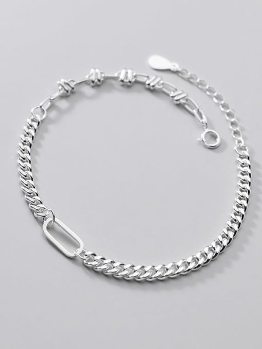 Rosh 925 Sterling Silver Geometric Chain Minimalist Link Bracelet 2