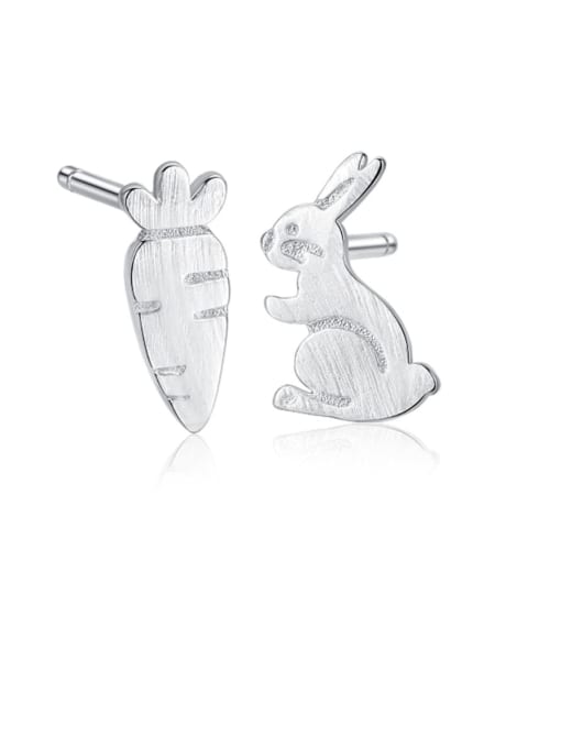 CCUI 925 Sterling Silver  Minimalist  Cartoon  cute bunny radish Stud Earring 0