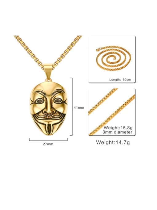 CONG Stainless steel Irregular Vintage mask Pendant Necklace 2