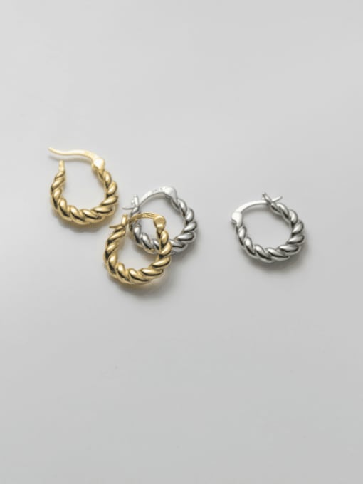Rosh 925 Sterling Silver Twist   Geometric Minimalist Huggie Earring
