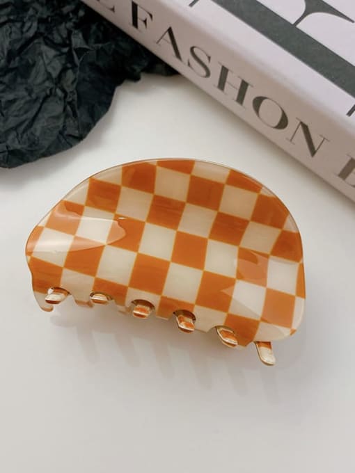 Orange white check 8.7cm PVC Minimalist Irregular Alloy Multi Color Jaw Hair Claw