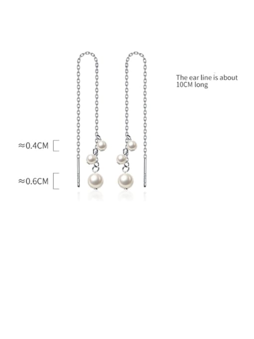 Rosh 925 Sterling Silver Imitation Pearl White Tassel Trend Threader Earring 3
