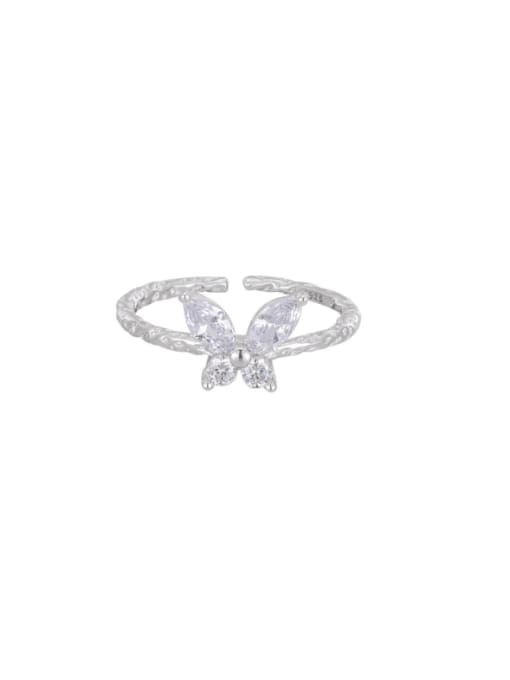 platinum 925 Sterling Silver Cubic Zirconia Butterfly Dainty Band Ring