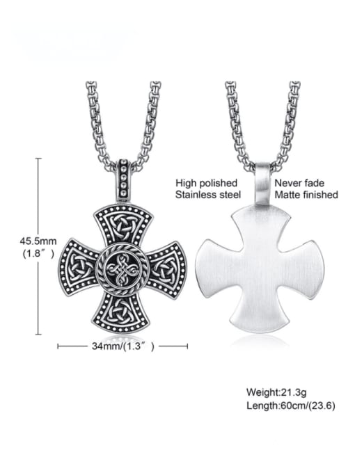 CONG Titanium Steel  Hip Hop Smooth Cross Pendant Necklace 2