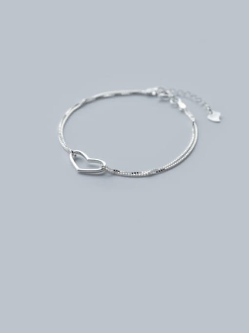 Rosh 925 Sterling Silver Minimalist Hollow Heart  Strand Bracelet 0