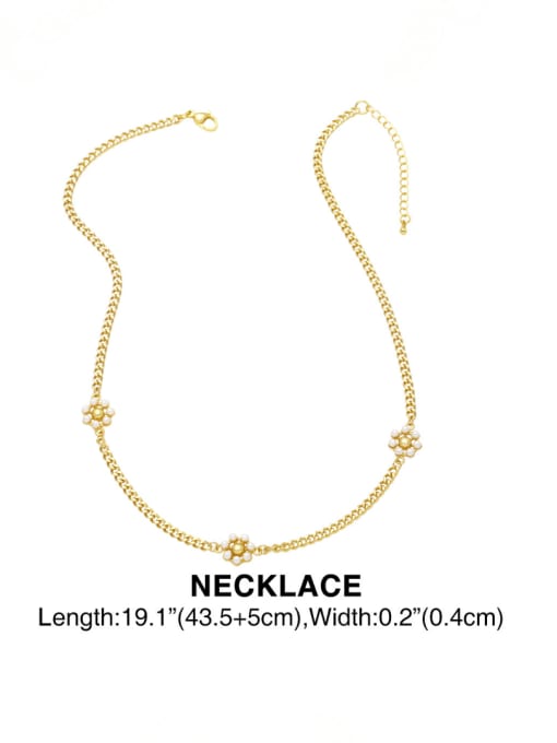 CC Brass Imitation Pearl Vintage Flower  Bangle and Necklace Set 1