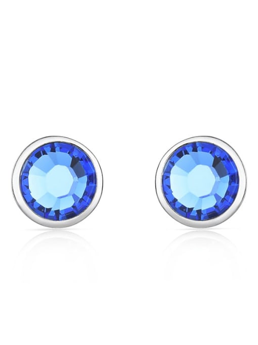 JYEH 002 (Dark Blue) 925 Sterling Silver Austrian Crystal Geometric Classic Stud Earring