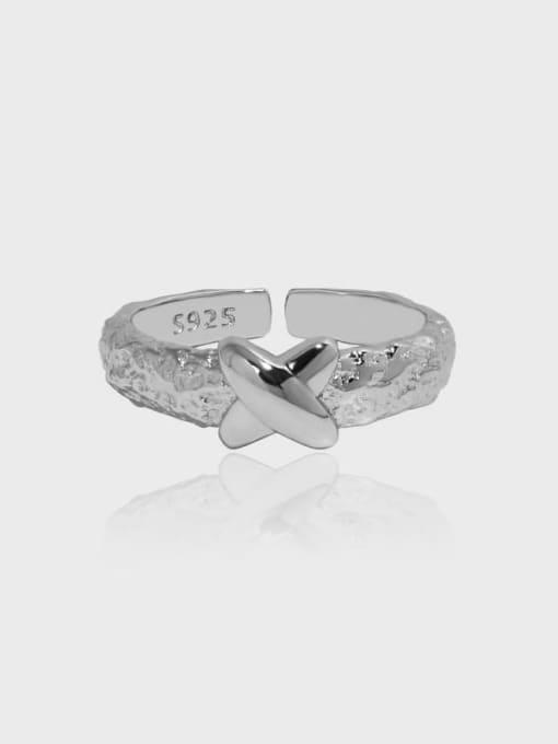 DAKA 925 Sterling Silver Cross Vintage Band Ring 0