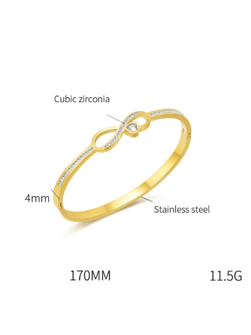 Open Sky Titanium Steel Cubic Zirconia Number 8 Minimalist Bracelet 2
