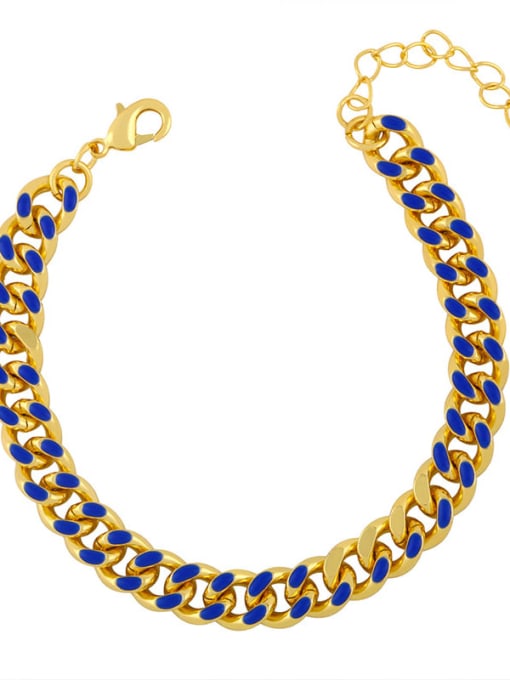 blue Brass Hollow Geometric Vintage Link Bracelet