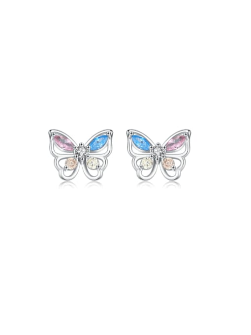 MODN 925 Sterling Silver Cubic Zirconia Butterfly Dainty Stud Earring 0