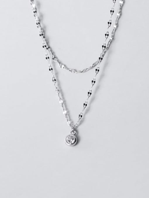 Rosh 925 Sterling Silver Rhinestone Star Minimalist Multi Strand Necklace