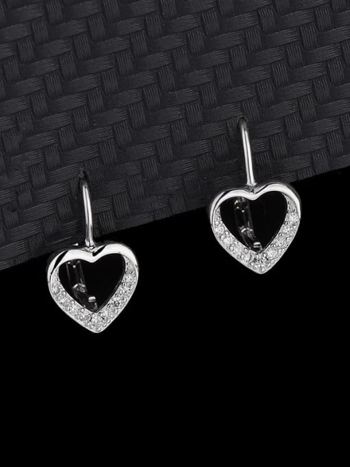 BC-Swarovski Elements 925 Sterling Silver Cubic Zirconia Heart Minimalist Huggie Earring 3