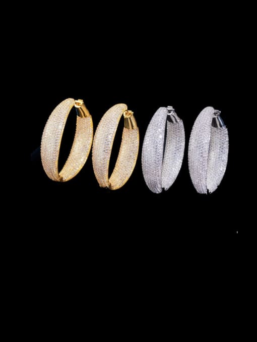 L.WIN Brass Cubic Zirconia Round Luxury Cluster Earring 4