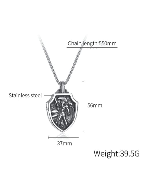 Open Sky Titanium Steel Irregular Hip Hop Warrior Shield Pendant Necklace 3