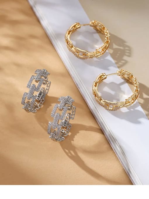 ROSS Brass Cubic Zirconia Round Luxury Huggie Earring