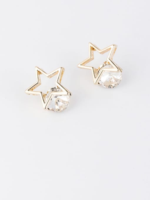 A Star Diamond Zinc Alloy Imitation Pearl White Star Minimalist Stud Earring