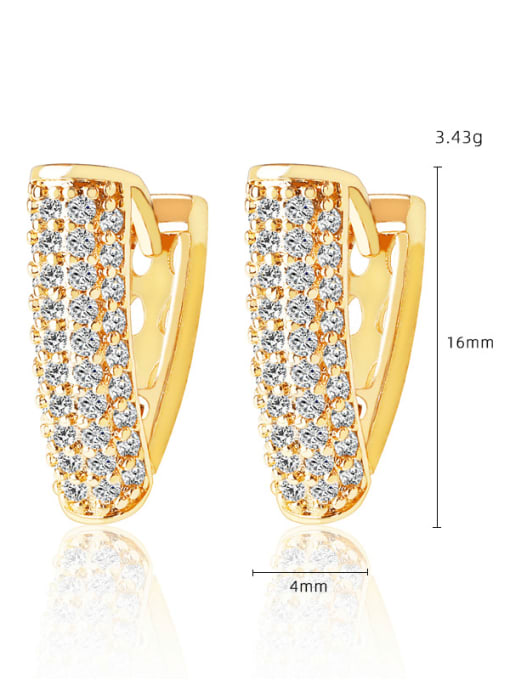 DUDU Brass Rhinestone Geometric Luxury Huggie Earring 3