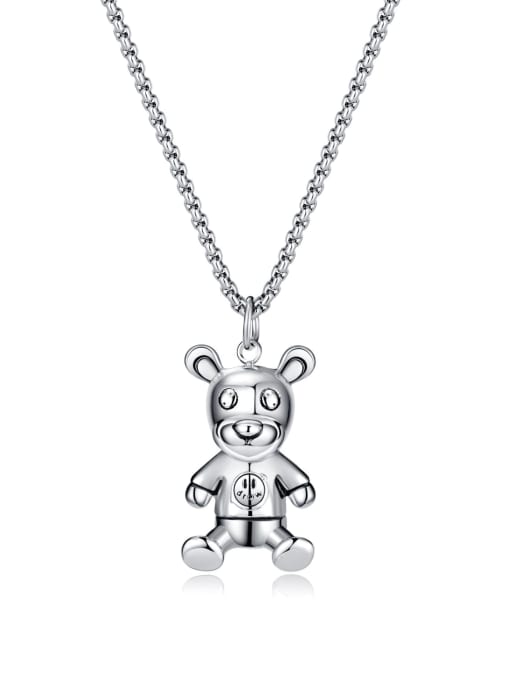 2216 steel  (shaped pearl chain 3*55CM) Stainless steel Bear Hip Hop Necklace