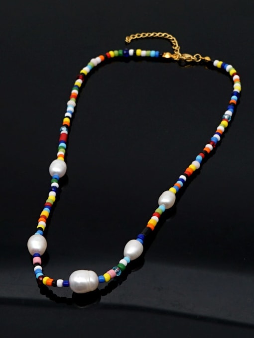 MMBEADS Bohemia  Irregular Freshwater Pearl Multi Color  Miyuki beads  Necklace