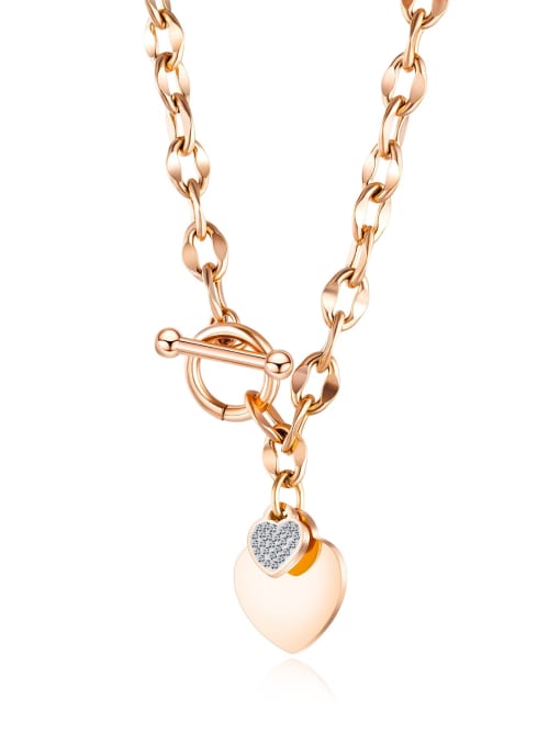 1623 rose gold plating Titanium Heart Minimalist  pendant Necklace