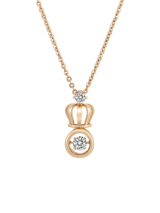 18K gold plating Alloy Cubic Zirconia Crown Dainty Necklace