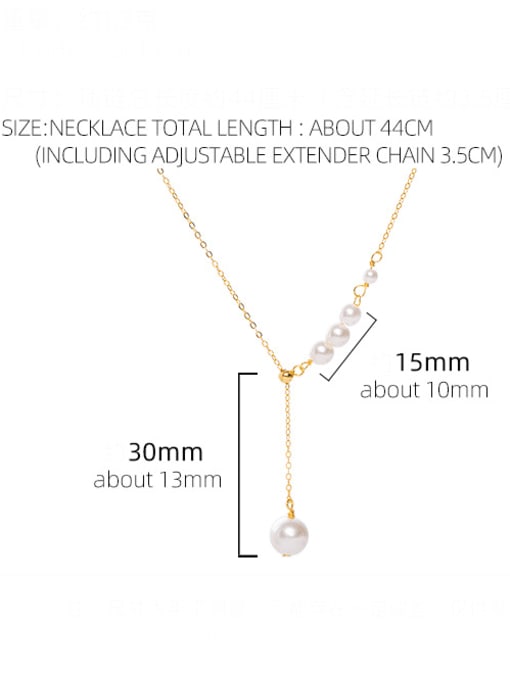 BeiFei Minimalism Silver 925 Sterling Silver Imitation Pearl Tassel Minimalist Lariat Necklace 3