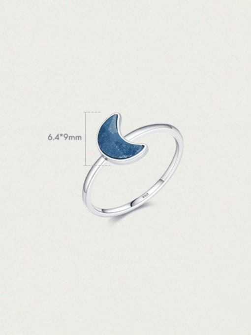MODN 925 Sterling Silver Opal Moon Minimalist Band Ring 2