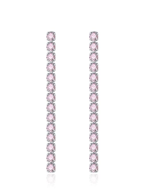 Pink Brass Cubic Zirconia Geometric Minimalist Cluster Earring