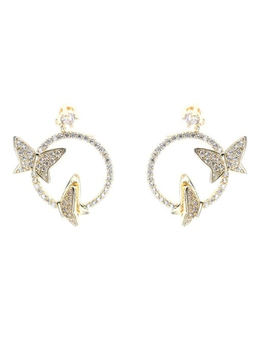 Luxu Brass Cubic Zirconia Butterfly Luxury Stud Earring 0