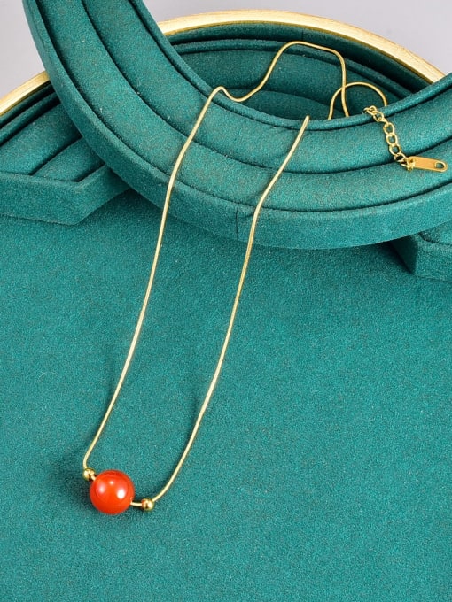 A TEEM Titanium Steel Bead Round Minimalist Necklace 2