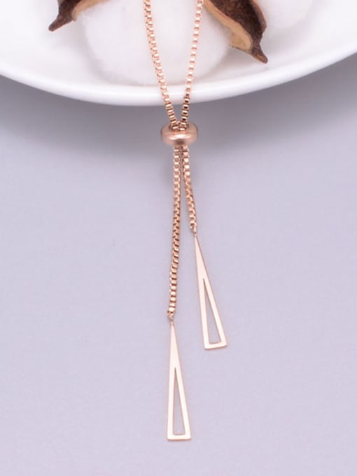A TEEM Titanium  Hollow Triangle Minimalist Tassel Necklace 1