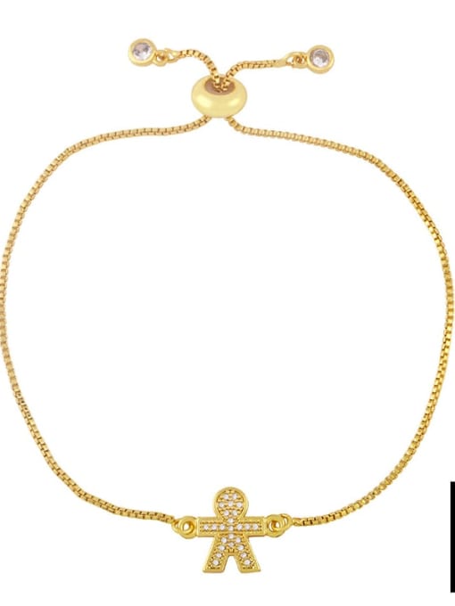 B Brass Cubic Zirconia Crown Vintage Adjustable Bracelet