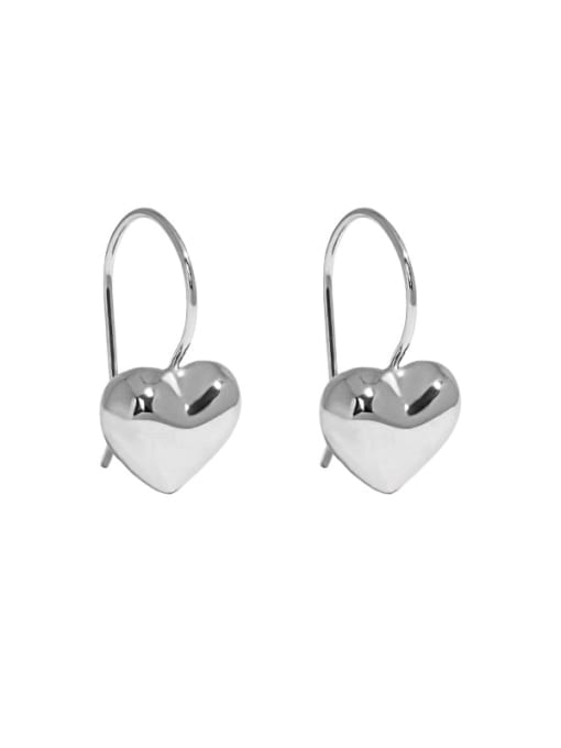 Platinum 925 Sterling Silver Heart Minimalist Hook Earring