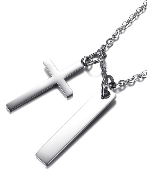 CONG Titanium Steel Smooth Cross Vintage Regligious Necklace 2